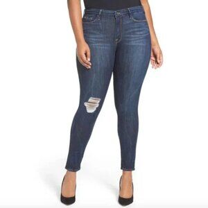 Good American Good Legs High Rise Jeans 12 / 31 Distressed Stretch Denim